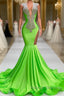 Mermaid V-neck Sequined Open Back Floor-length Sleeveless Lace Beading Prom Dress