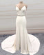 Mermaid V Neck Sweep Train Wedding Dress Bow Sashes