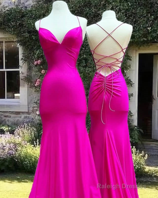 Mermaid V-Neckline Cross-Back Satin Dresses