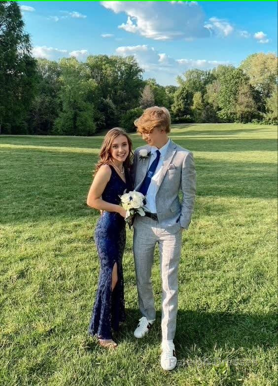 Mermaid V neckline Navy Blue Long Prom Dresses Formal Dress Main image