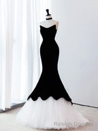 Mermaid Velvet Black Long Prom Dress, Black Long Formal Dress