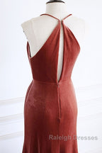 Mermaid Velvet Bridesmaid Dresses Draped Neck