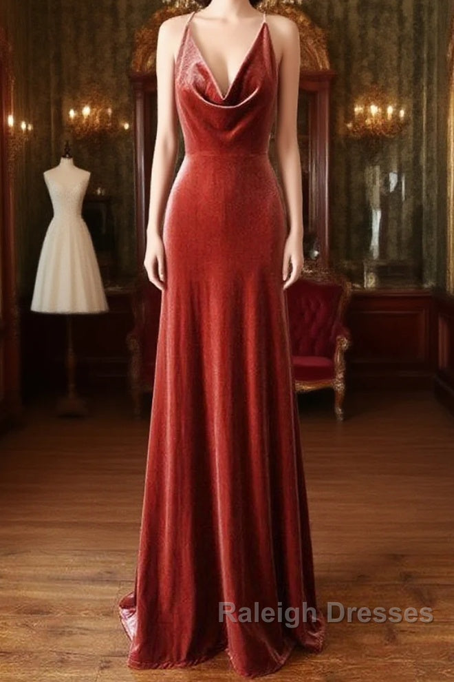 Mermaid Velvet Bridesmaid Dresses Draped Neck Main image