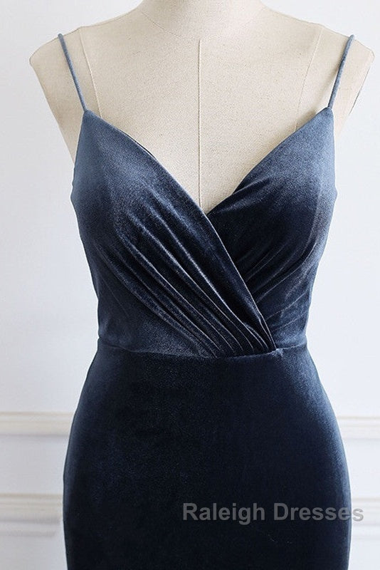 Mermaid Velvet Bridesmaid Dresses Leg Slit