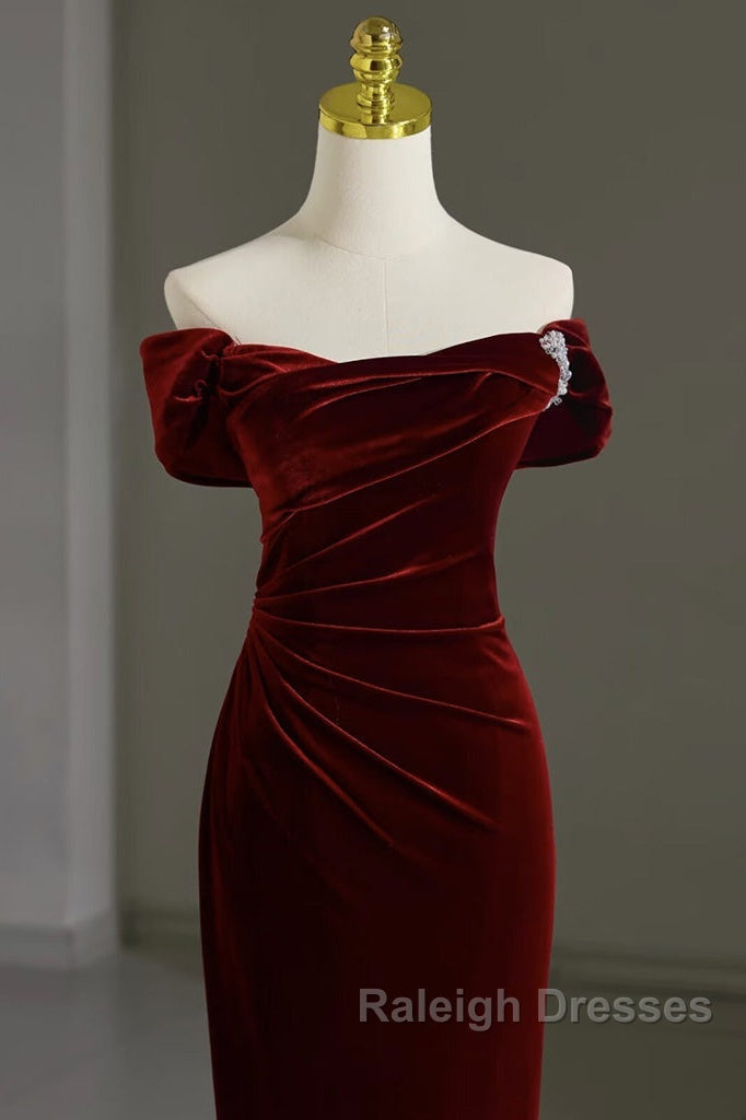 Mermaid Velvet Burgundy Long Prom Dresses Burgundy Long Prom Dresses Secondary image