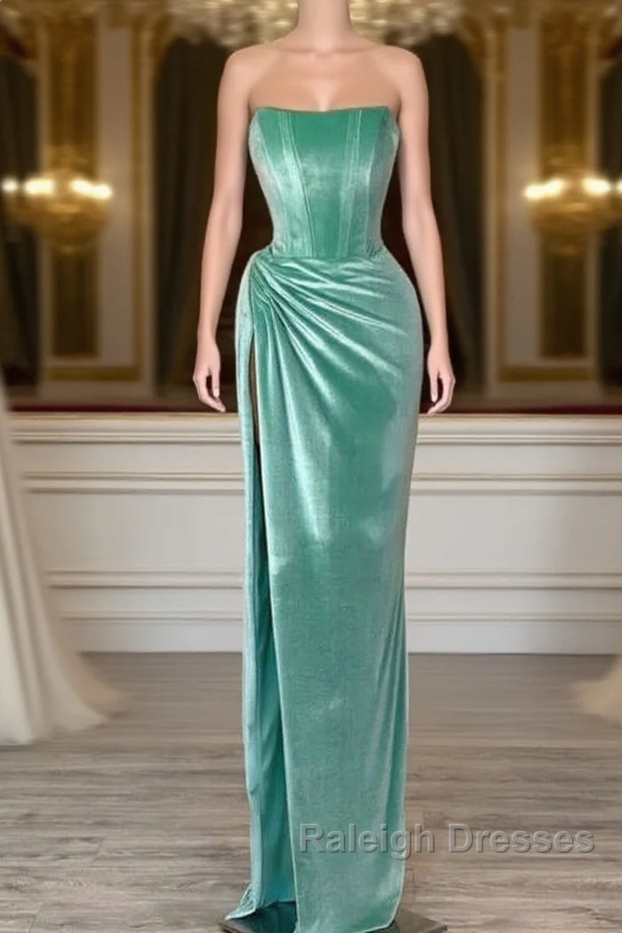 Mermaid Velvet Strapless High Slit Dress Main image