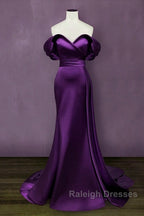 Mermaid Violet Prom Dresses Off The Shoulder