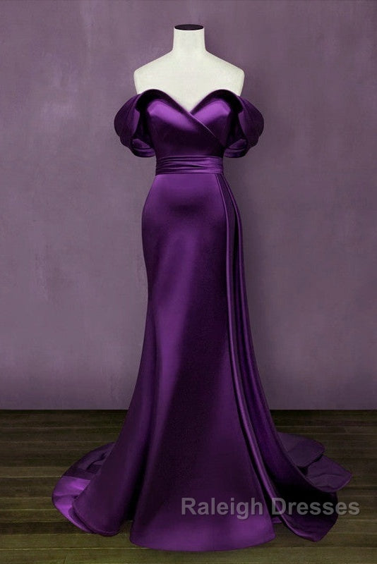 Mermaid Violet Prom Dresses Off The Shoulder