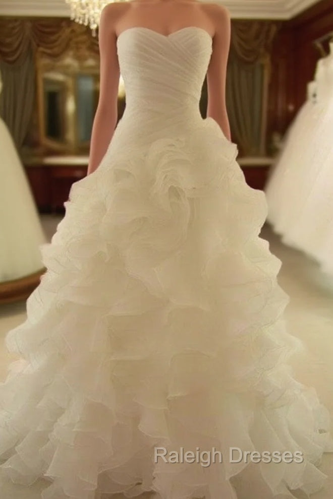 Mermaid Wedding Dresses Sweetheart Organza Ruffles Train Main image