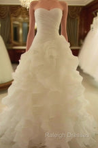Mermaid Wedding Dresses Sweetheart Organza Ruffles Train