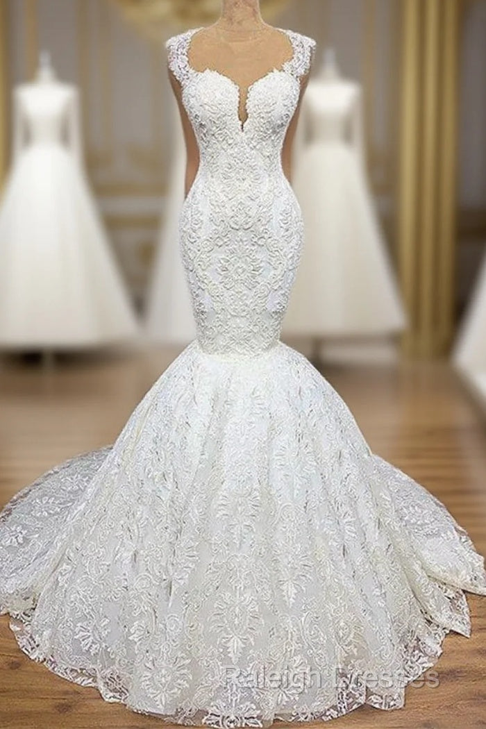 Mermaid Wedding Dresses With Appliques Tulle Ruffles Lace Bridal Gowns Prom Dress