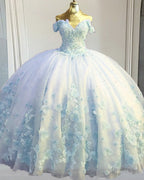 Mexican Style Floral Flowers Quinceanera Dresses Off The Shoulder