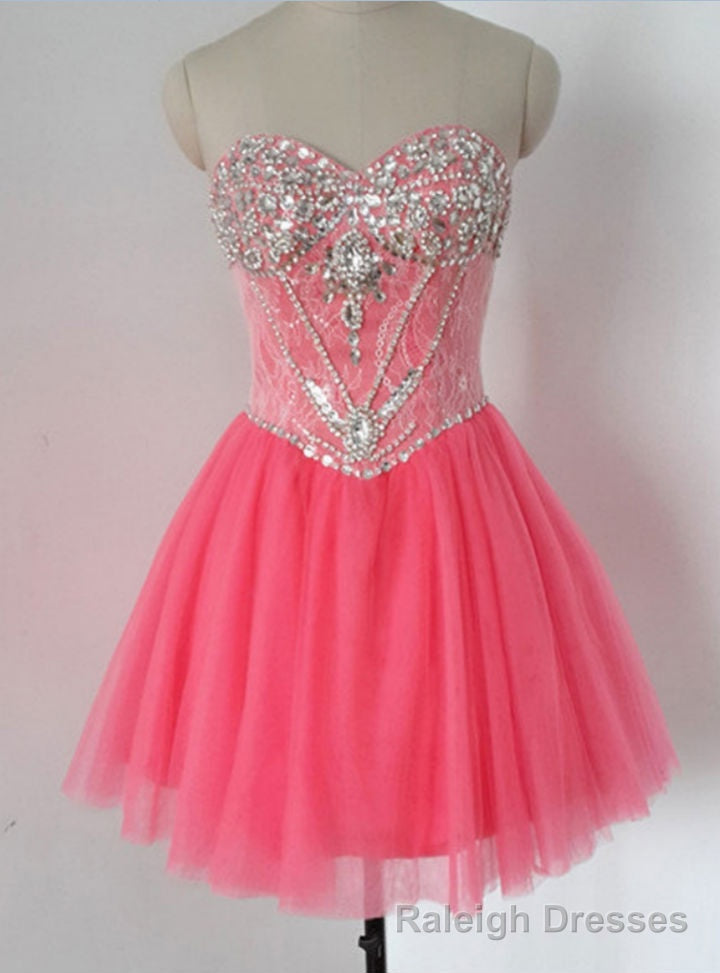 Mini Party Dress Lace Homecoming Dresses Short Prom Dresses Watermelon Prom Dresses Main image
