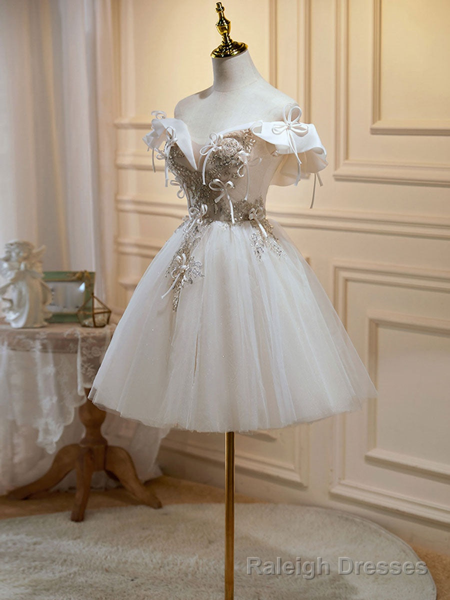 Mini/Short Light Champagne Prom Dress, Short Puffy Homecoming Dresses Main image