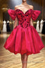 Mini/Short Red Satin Short Prom Dresses, Short Homecoming Dress