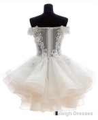 Mini Tulle Lace Short Prom Dress, Lace Cute Homecoming Dress
