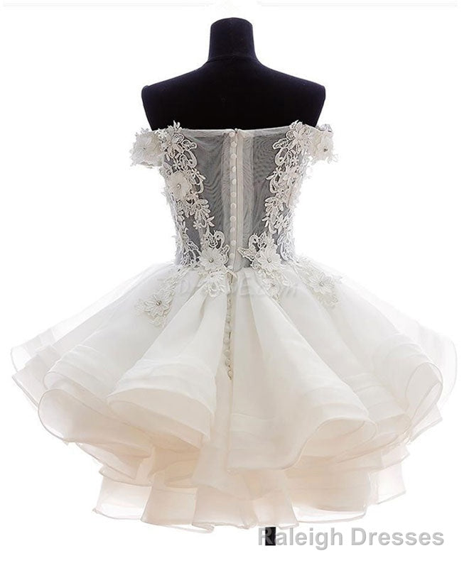 Mini Tulle Lace Short Prom Dress, Lace Cute Homecoming Dress