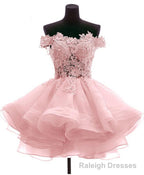 Mini Tulle Lace Short Prom Dress, Lace Cute Homecoming Dress