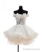 Mini Tulle Lace Short Prom Dress, Lace Cute Homecoming Dress