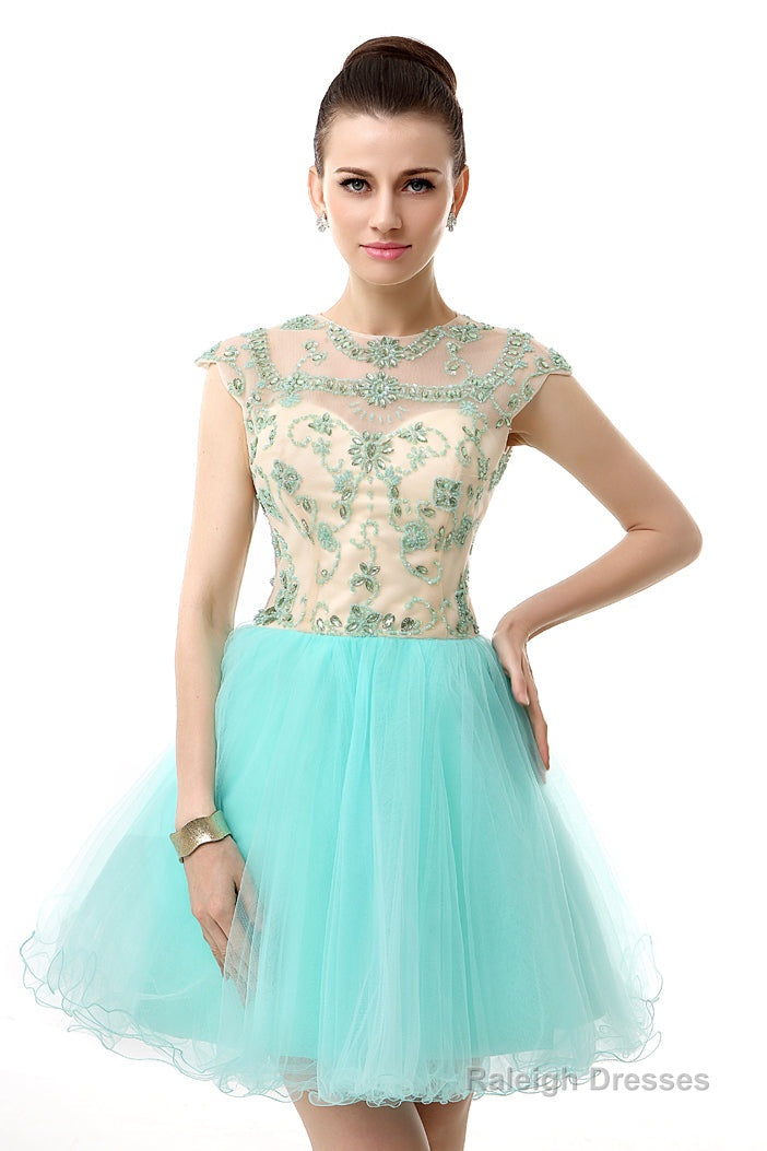 Mint Green Beaded Short Homecoming Dresses Main image
