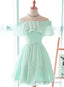 Mint Green Chiffon Short Prom Dress Bridesmaid Dress, Chiffon Prom Dresses