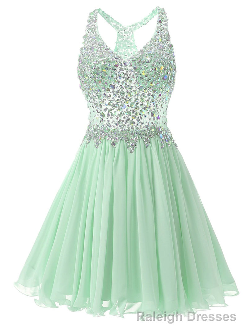 Mint Green Chiffon V Neck Homecoming Dress