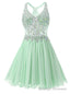 Mint Green Chiffon V Neck Homecoming Dress