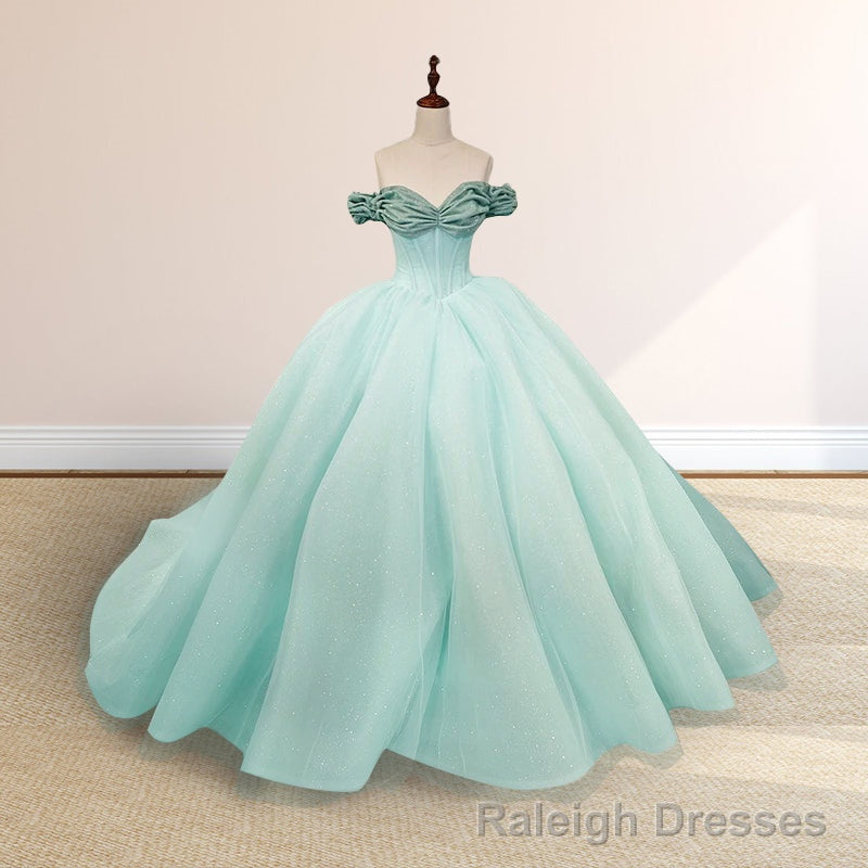 Mint Green Off the shoulder Tulle Ball Gown Quinceanera Dresses Main image