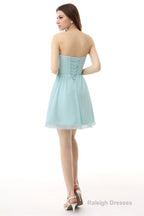 Mint Green Pleated Lace Short Homecoming Dresses