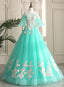 Mint Green Sweetheart Sweetheart Flowers Tulle Formal Dress, Mint Green Formal Dress