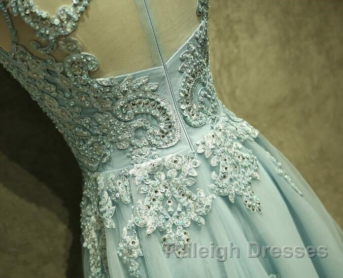 Mint Green Tulle Short Lace Beaded Knee Length Wedding Party Dress, Lovely Homecoming Dress Prom Dress
