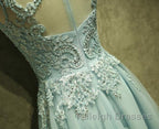 Mint Green Tulle Short Lace Beaded Knee Length Wedding Prom Dresses Lovely Homecoming Dresses Prom Dresses