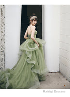 Mint Green Tulle Sweet 16 Long Formal Dress, Green Sweetheart Evening Party Dresses