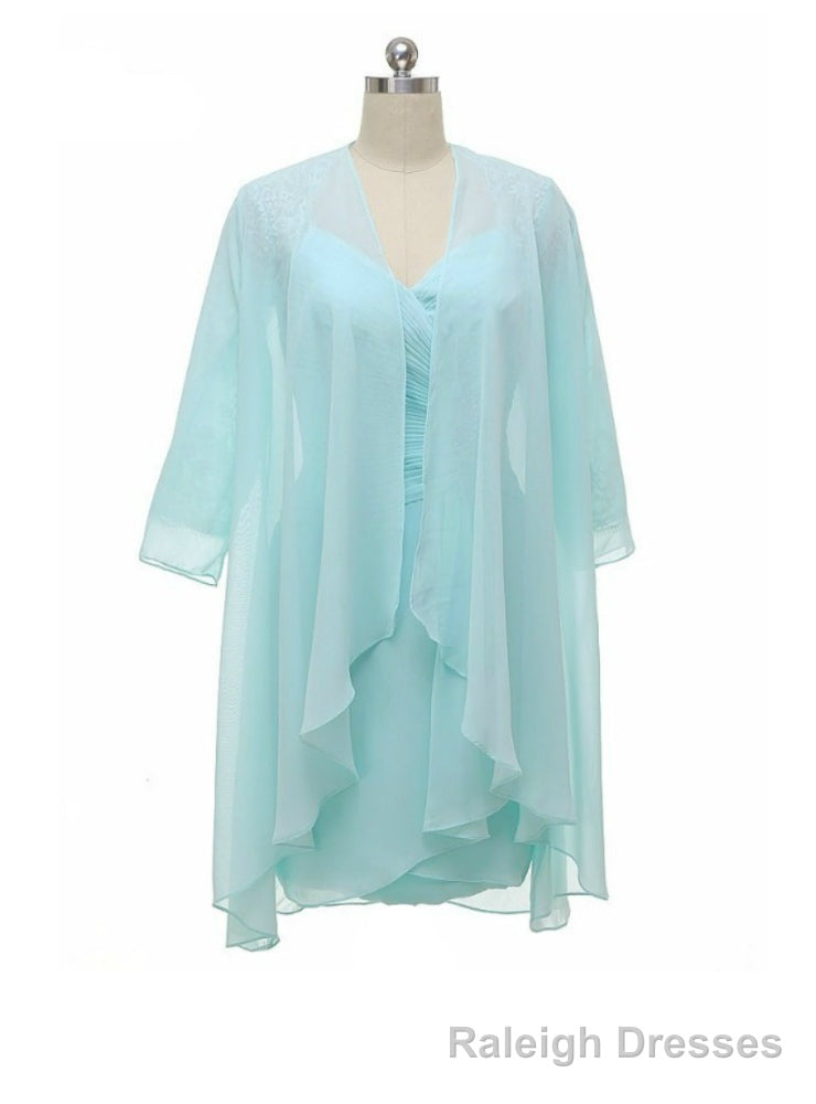 Mint Knee Length Modest Long Sleeve Mother Of The Bride Dresses With Jacket Main image