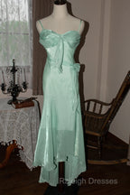 Mint Vintage Spaghetti Strap Chiffon Long Prom Dress