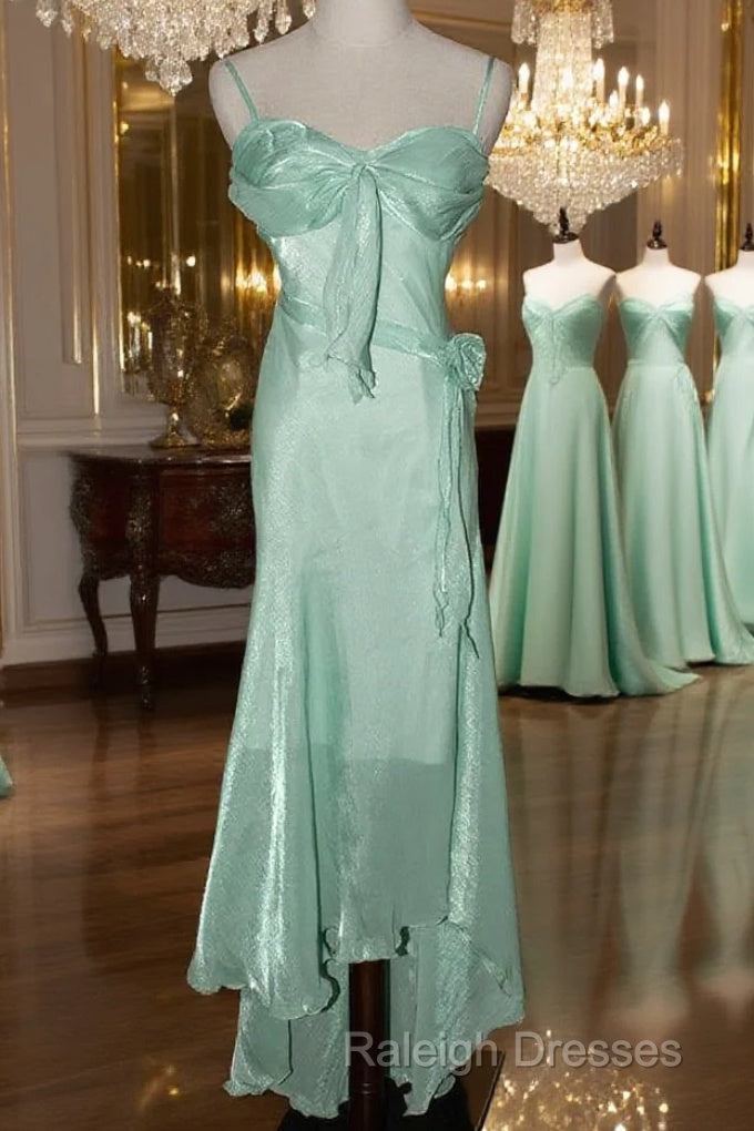 Mint Vintage Spaghetti Strap Chiffon Long Prom Dress