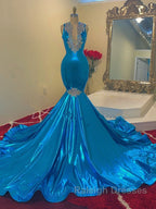 Modern Sequins Appliques V Neck Sleeveless Long Mermaid Prom Dresses