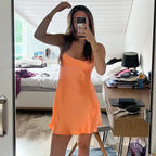 Modest A-Line Spaghetti Straps Orange Satin Short Prom 8Th Grade Homecoming Dress Middle School Semi Mini Prom Hoco Dresses Backless Cocktail Outfits