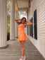 Modest A-Line Spaghetti Straps Orange Satin Short Prom 8Th Grade Homecoming Dress Middle School Semi Mini Prom Hoco Dresses Backless Cocktail Outfits