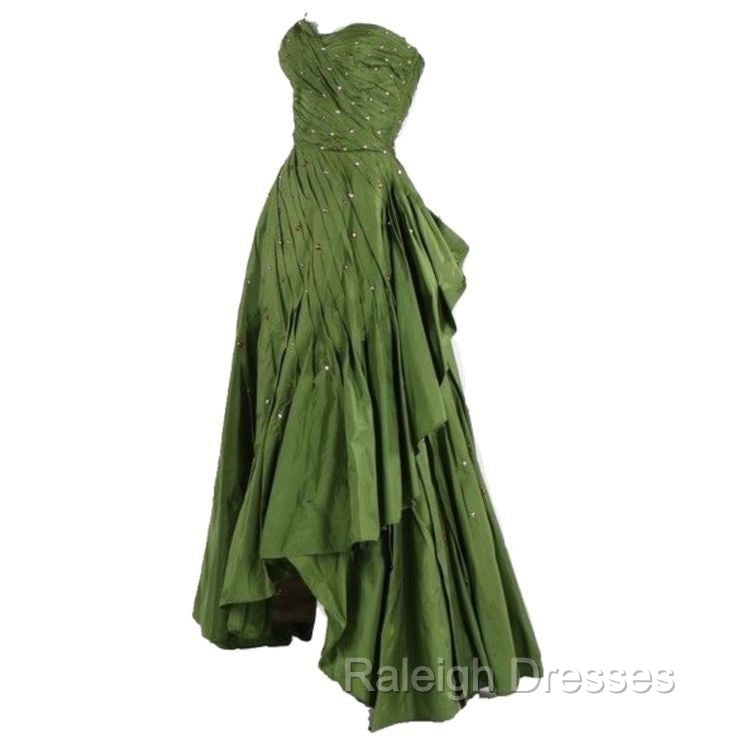 Modest Ball Gown Sweetheart Green Satin Long Evening Dress Party Dress Formal Dress Prom Dresses