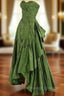Modest Ball Gown Sweetheart Green Satin Long Evening Dress Party Dress Formal Dress Prom Dresses