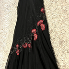 Modest Black Prom Dress Long With Flowers 22Th Birthday Outfits
