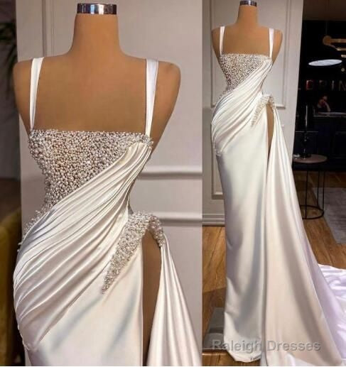 Modest Evening Dress, Sexy Formal Dress, White Evening Dresses Formal Prom Dresses