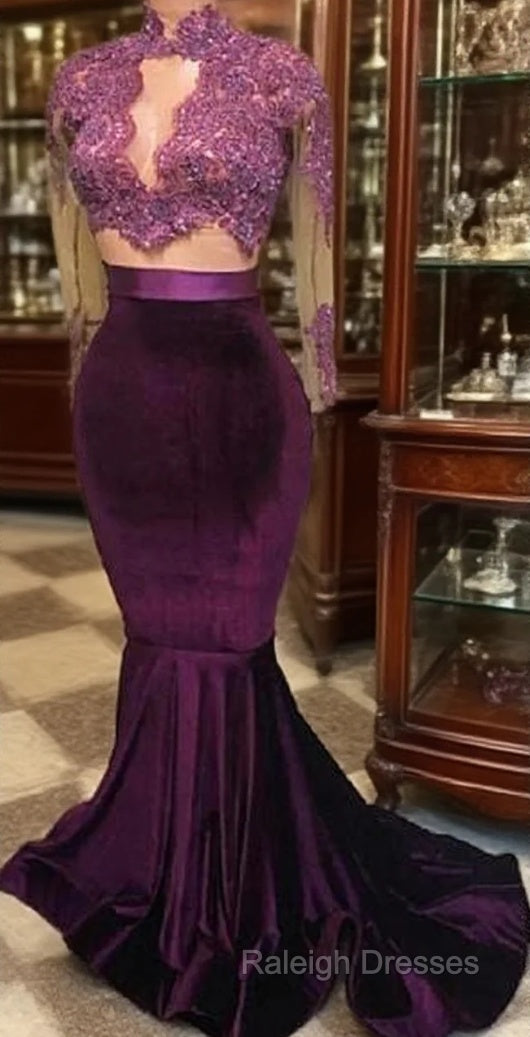 Modest Lace Long-Sleeve High-Neck Mermaid Prom Dress Main image