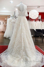 Modest Long A Line Sweetheart Tulle Lace Appliques Wedding Dresses with Sleeves