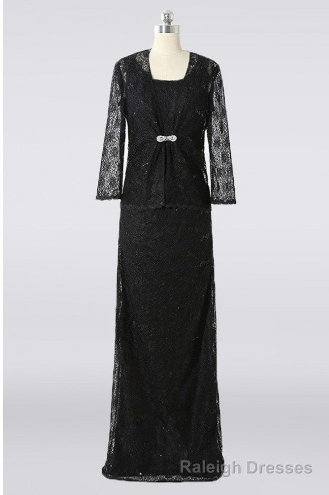 Modest Long Black Lace Mother Of The Bride Main image