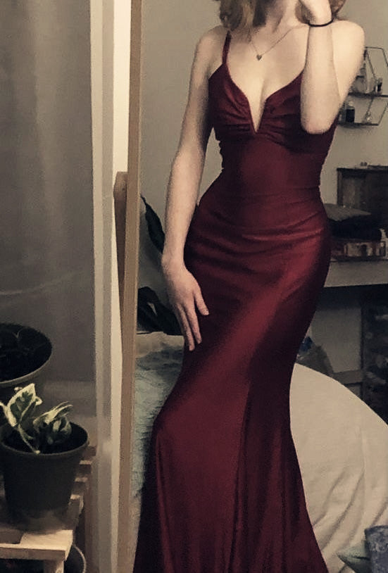 Modest Mermaid Burgundy Prom Dress 22Th Birthday Outfit Secondary image