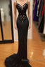 Modest Mermaid Lace Black Prom Dresses Long Prom Dress