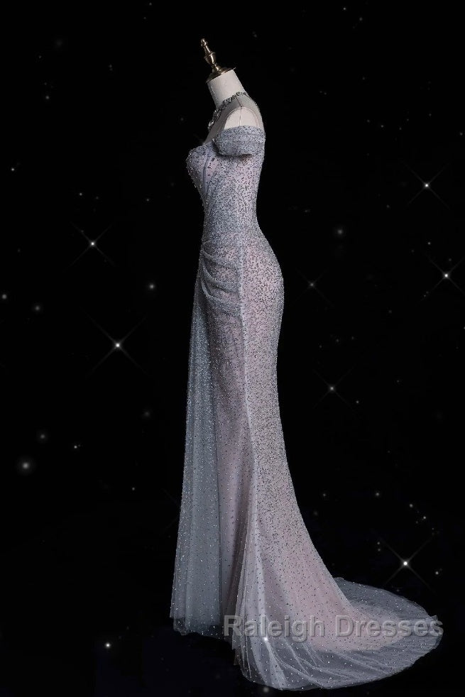 Modest Mermaid Off The Shoulder Sequin Long Prom Dresses Formal Graduation Party Dress Evening Dress Secondary image