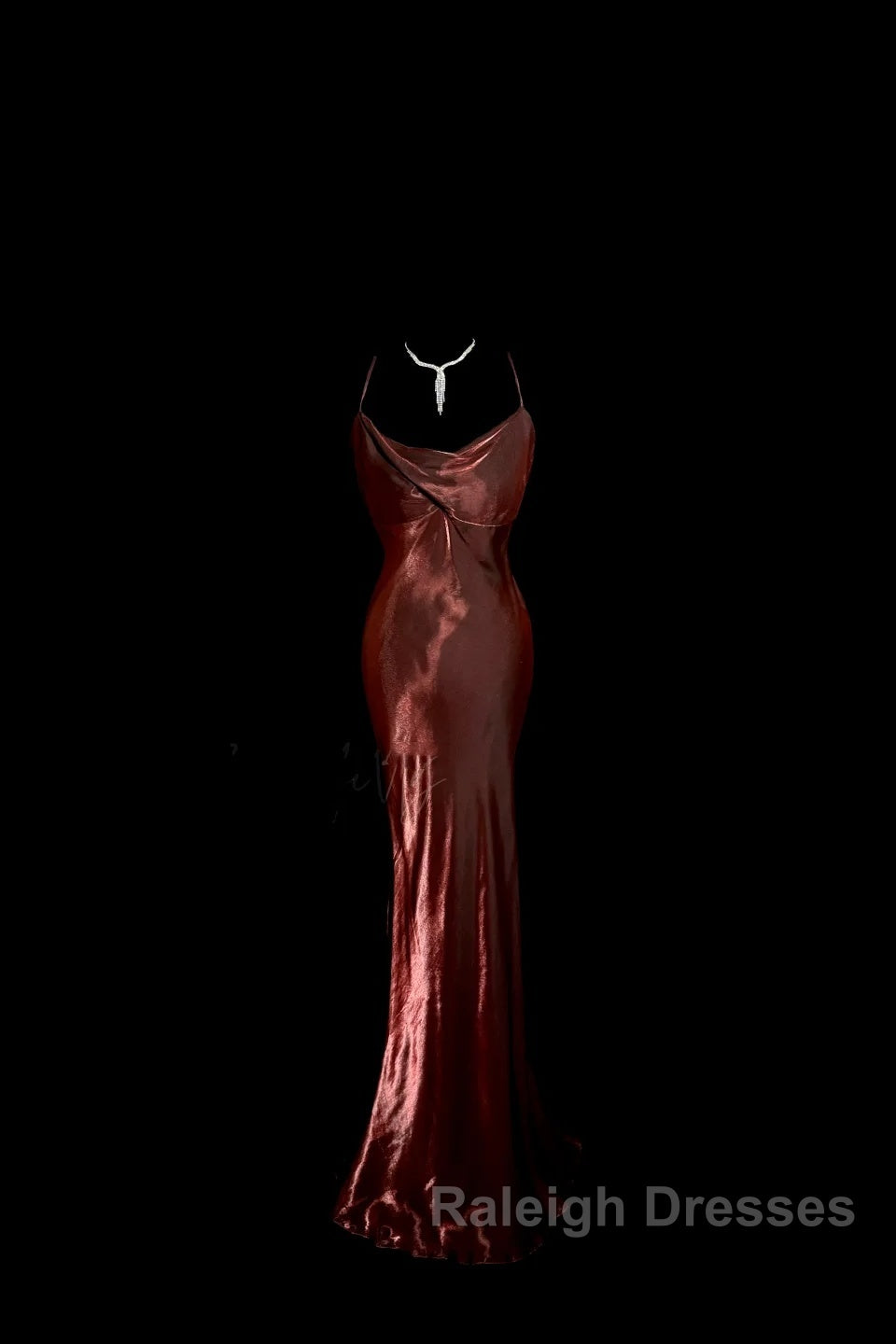 Modest Mermaid Spaghetti Straps Burgundy Prom Dress Ruffle Long Party Dress